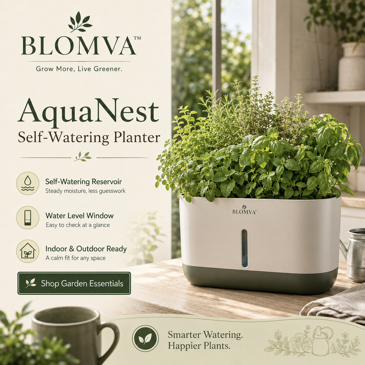 BLOMVA™ AquaNest Self-Watering Planter
